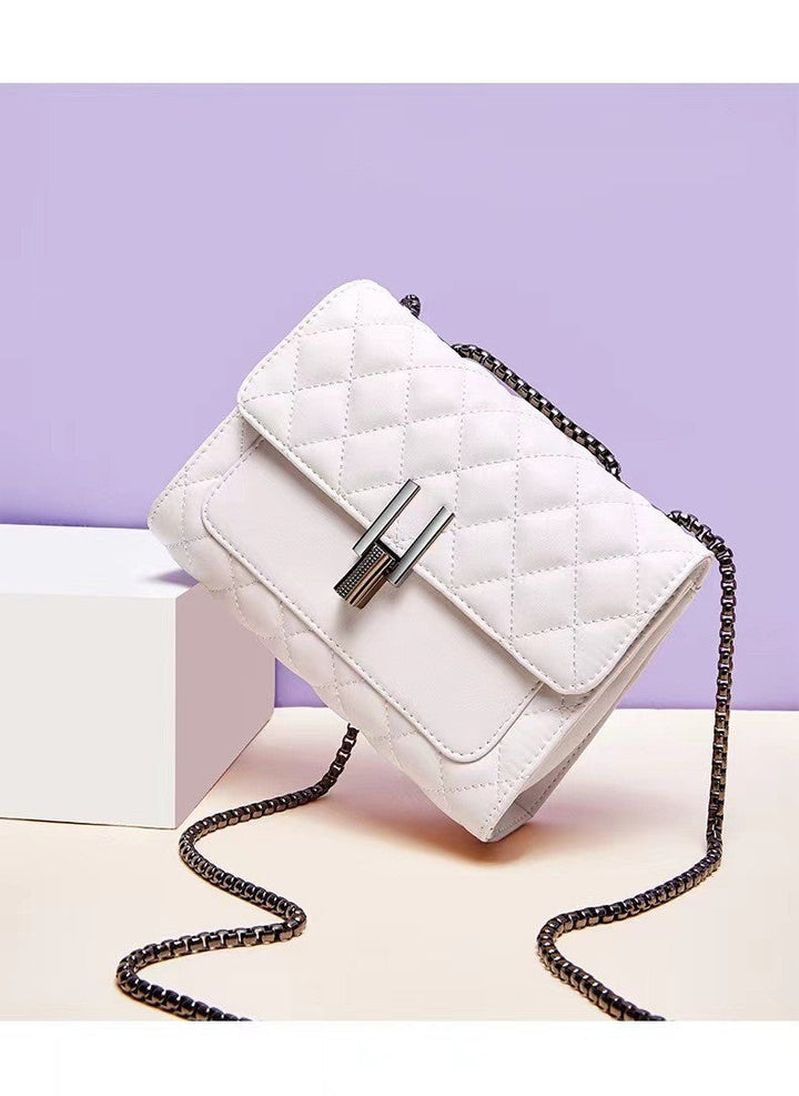Rhombus Embroidery Line Small Square Bag Women Summer All Match Shoulder Bag Convenient Large Capacity Crossbody Chain Bag