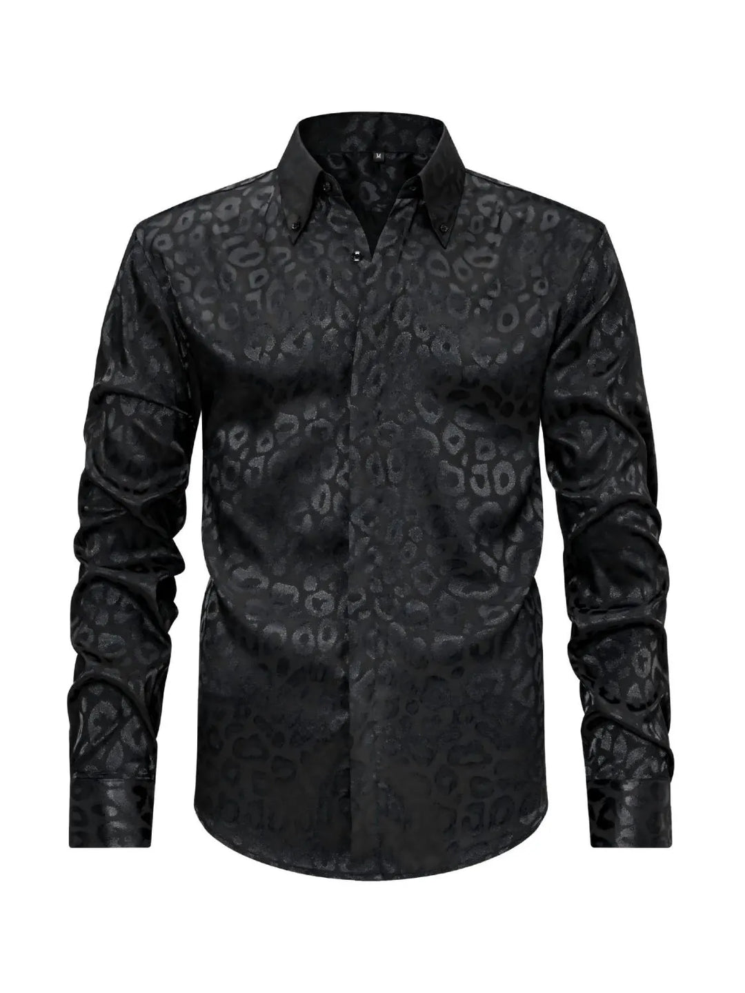 Men's Full Size Leopard Button Down Satin Shirt Plus Size