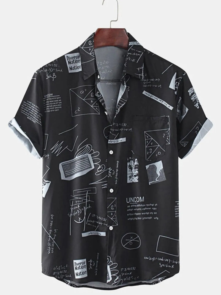 Men's Full Size Printed Button Up Short Sleeve Shirt Plus Size