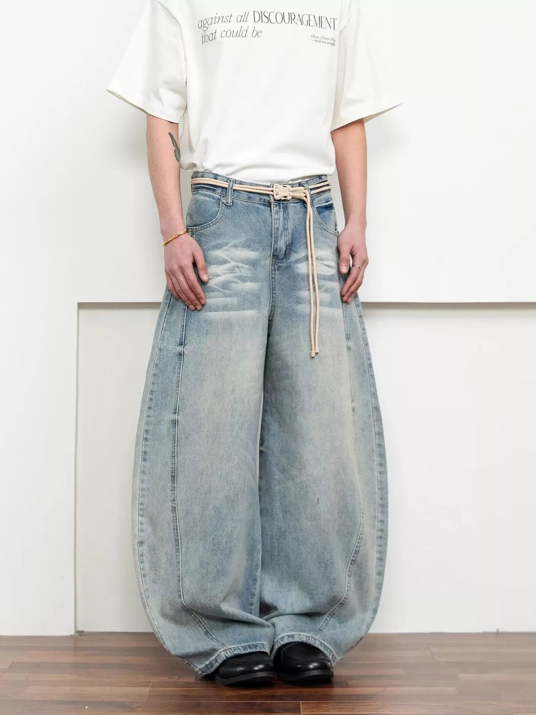 Men's Full Size Washed Wide Leg Jeans Plus Size
