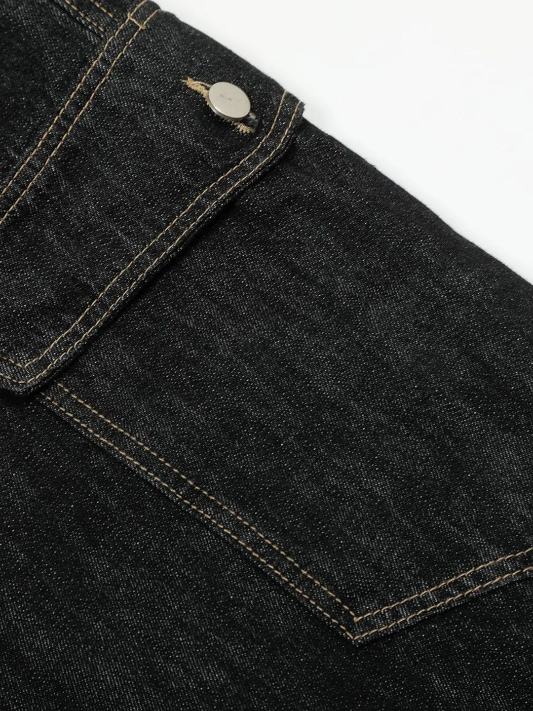 Men's Washed Curved Jeans with Contrast Stitching