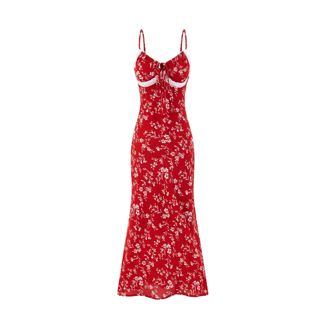 Summer Vintage Waist Controlled Slimming Sling Sheath Fishtail Dress Dress Women