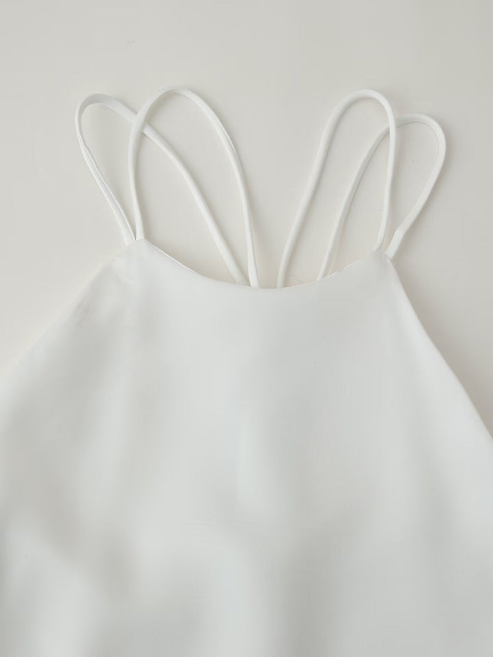 Women Clothing Products Back Decorative Satin Sling Dress