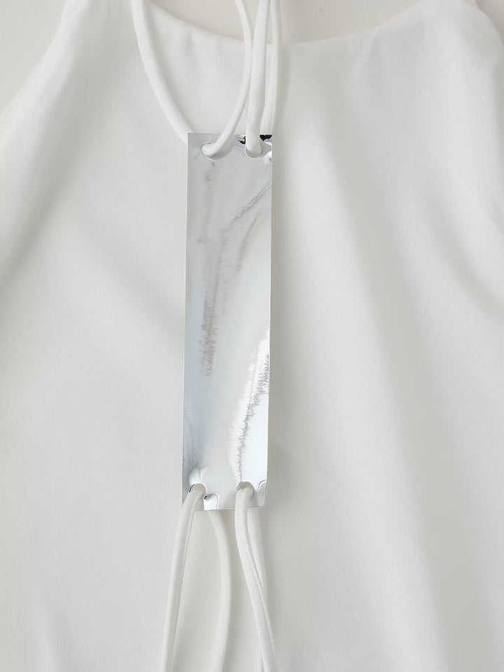 Women Clothing Products Back Decorative Satin Sling Dress