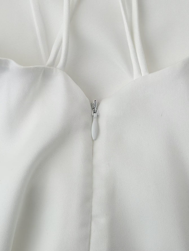 Women Clothing Products Back Decorative Satin Sling Dress