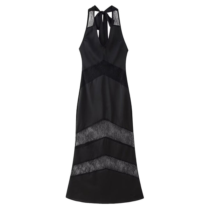 Women Dress Sexy Voile Stitched Backless Maxi Dress