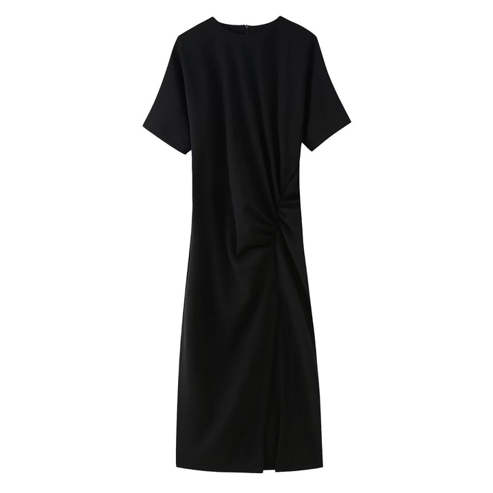 Spring Women Elegant Pleated Midi Dress