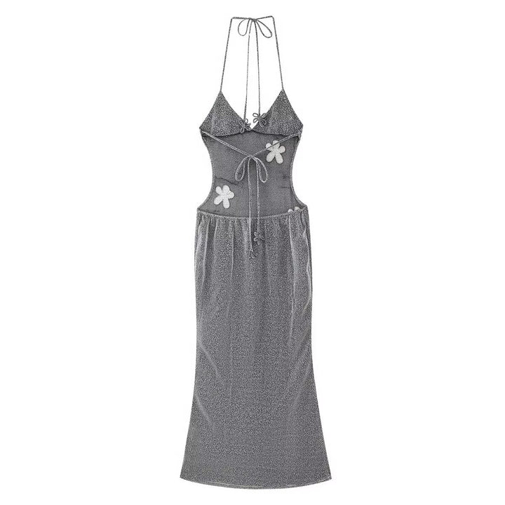 Women Clothing Graceful Fashionable Deep V Plunge Strap Slim Fit Backless Micro Transparent Evening Dress