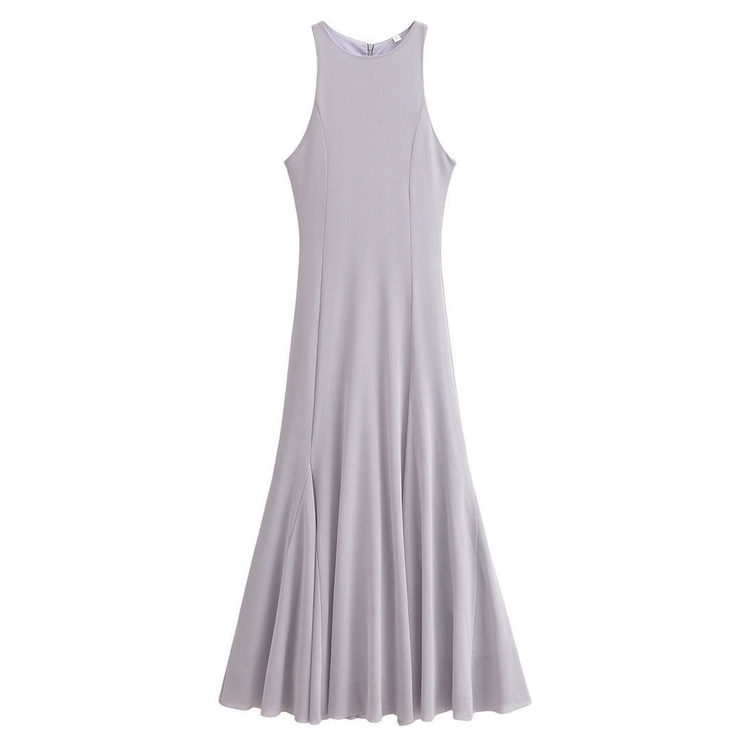 Spring Women Clothing Street Wide Swing Silk Net Sleeveless Dress