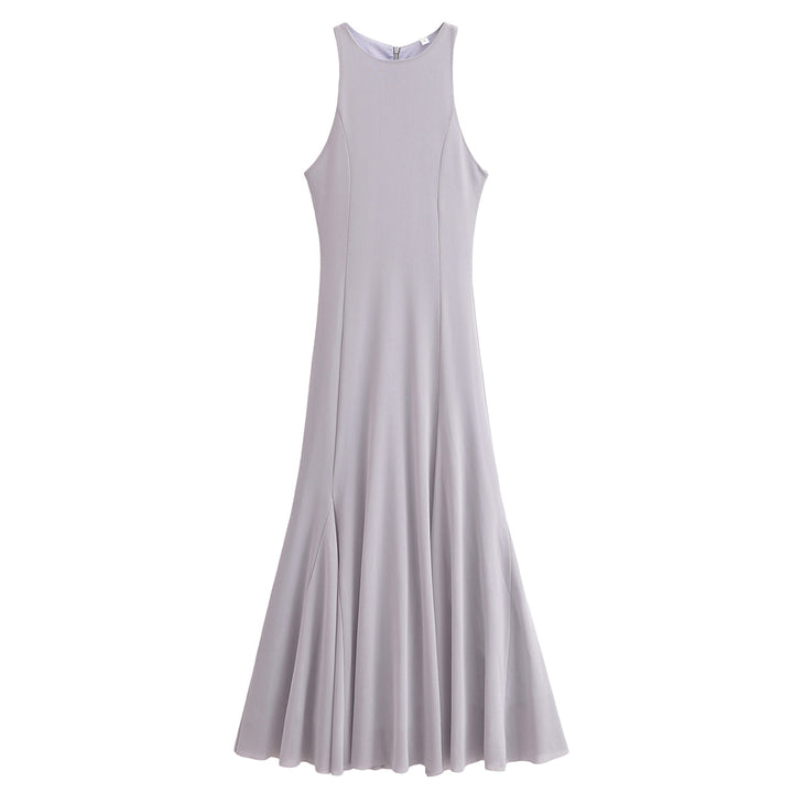 Spring Women Clothing Street Wide Swing Silk Net Sleeveless Dress