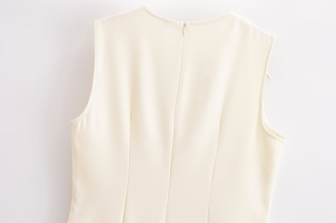 Spring Women Clothing Minimalist Bowknot Lace up Crew Neck Dress