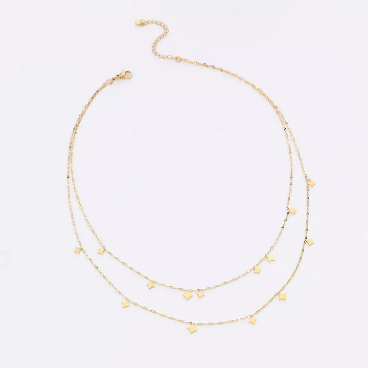 18K Gold-Plated Layered Star Charm Necklace