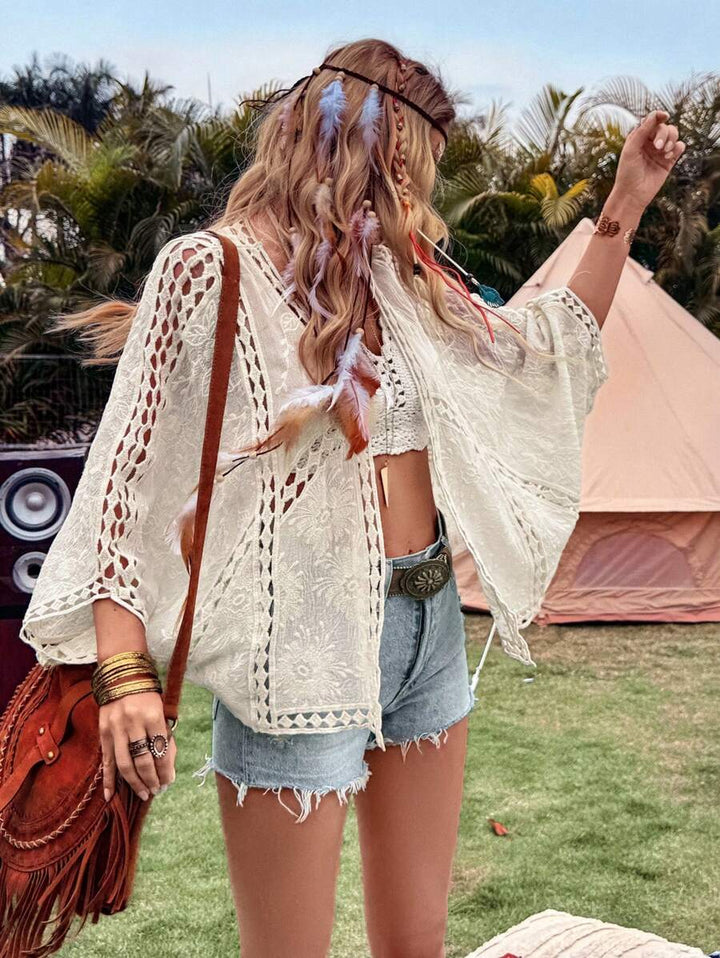 Women Loose Hollowed Lace Cardigan With Sun Protection Shirt Thin top
