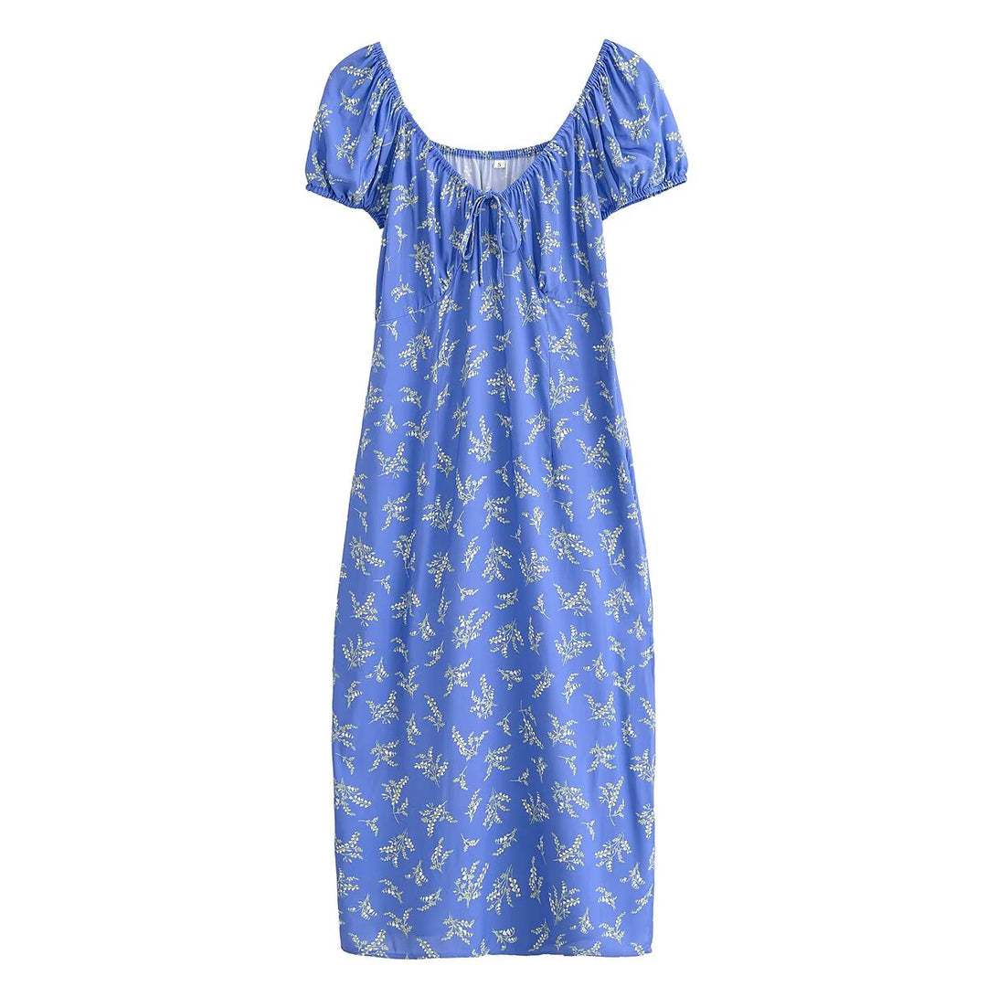 Spring Fashionable Slim Fit High End Sense Floral Flounce Waist Tight Dress