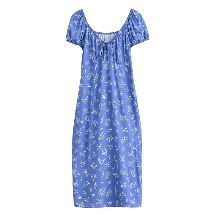 Spring Fashionable Slim Fit High End Sense Floral Flounce Waist Tight Dress