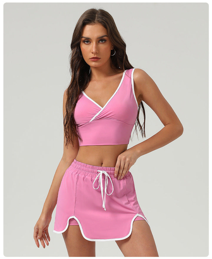 Summer Sports Casual Suit Running Exercise Vest Short Skirt Golf Suit Badminton Tennis Women