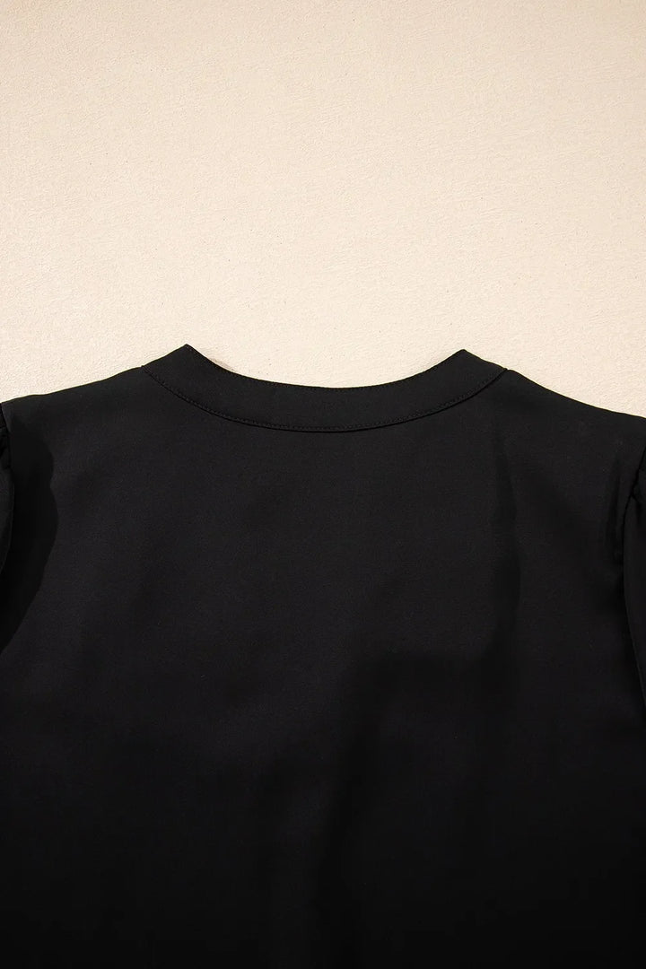 Short Sleeve Notched Blouse