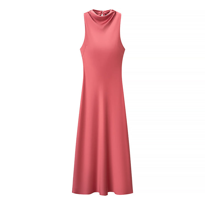 Summer Women Clothing Satin Texture Midi Dress