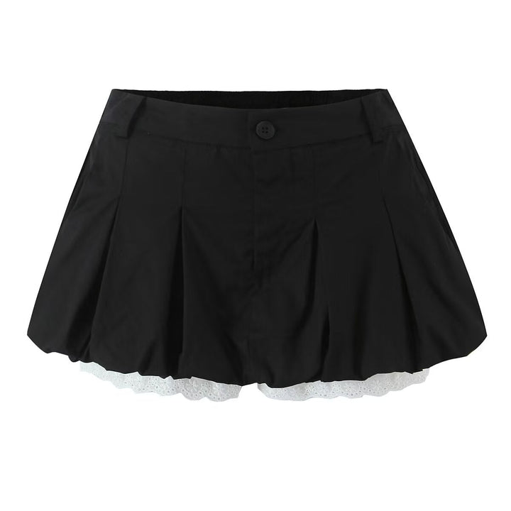 Sexy Wear Lace Bud Short Pantskirt Women Summer Low Waist Anti Exposure Slimming A line Skirt
