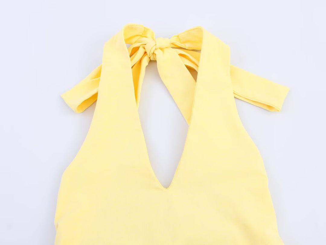 Summer Sexy Slim Fit Bare Back Hanging Collar Dress Women Dress