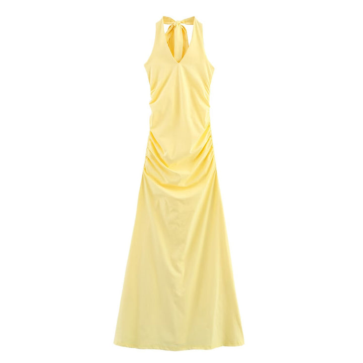 Summer Sexy Slim Fit Bare Back Hanging Collar Dress Women Dress