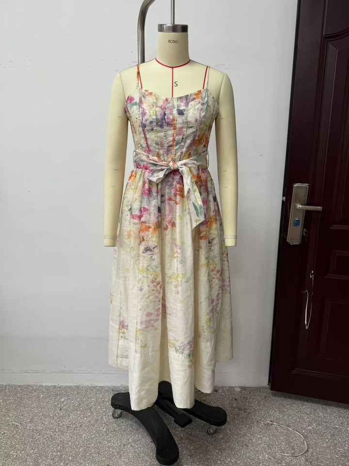 Summer Women Clothing Special Interest Positioning Printing Organza Sling Dress