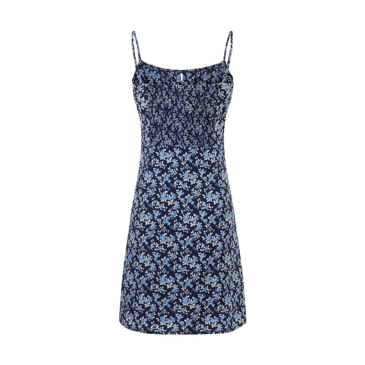 Summer High Waist Slim Floral Print Backless Slip Dress Women Dress