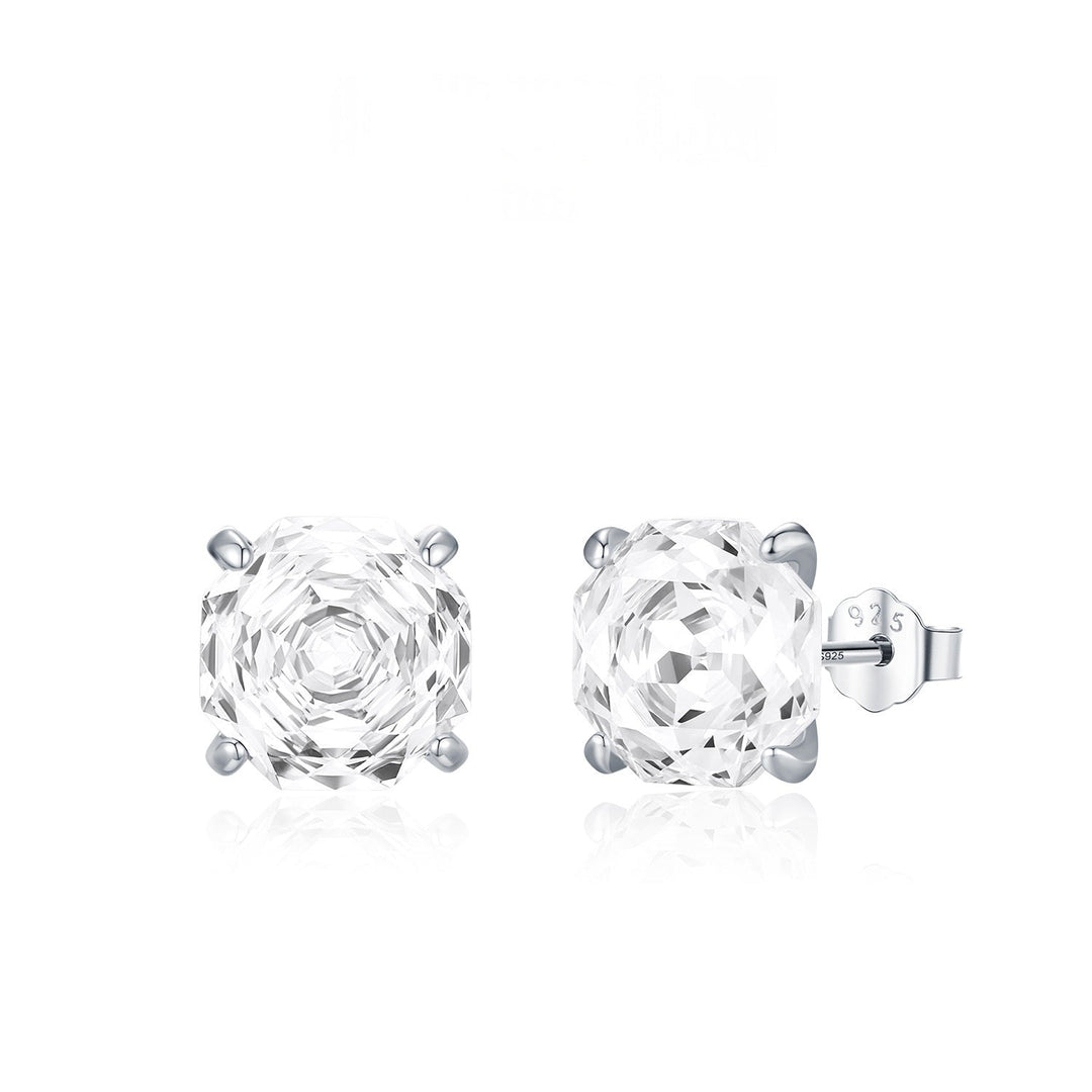 Basic Rose-cut Sparkling Diamond Stud Earrings Unisex Accessory