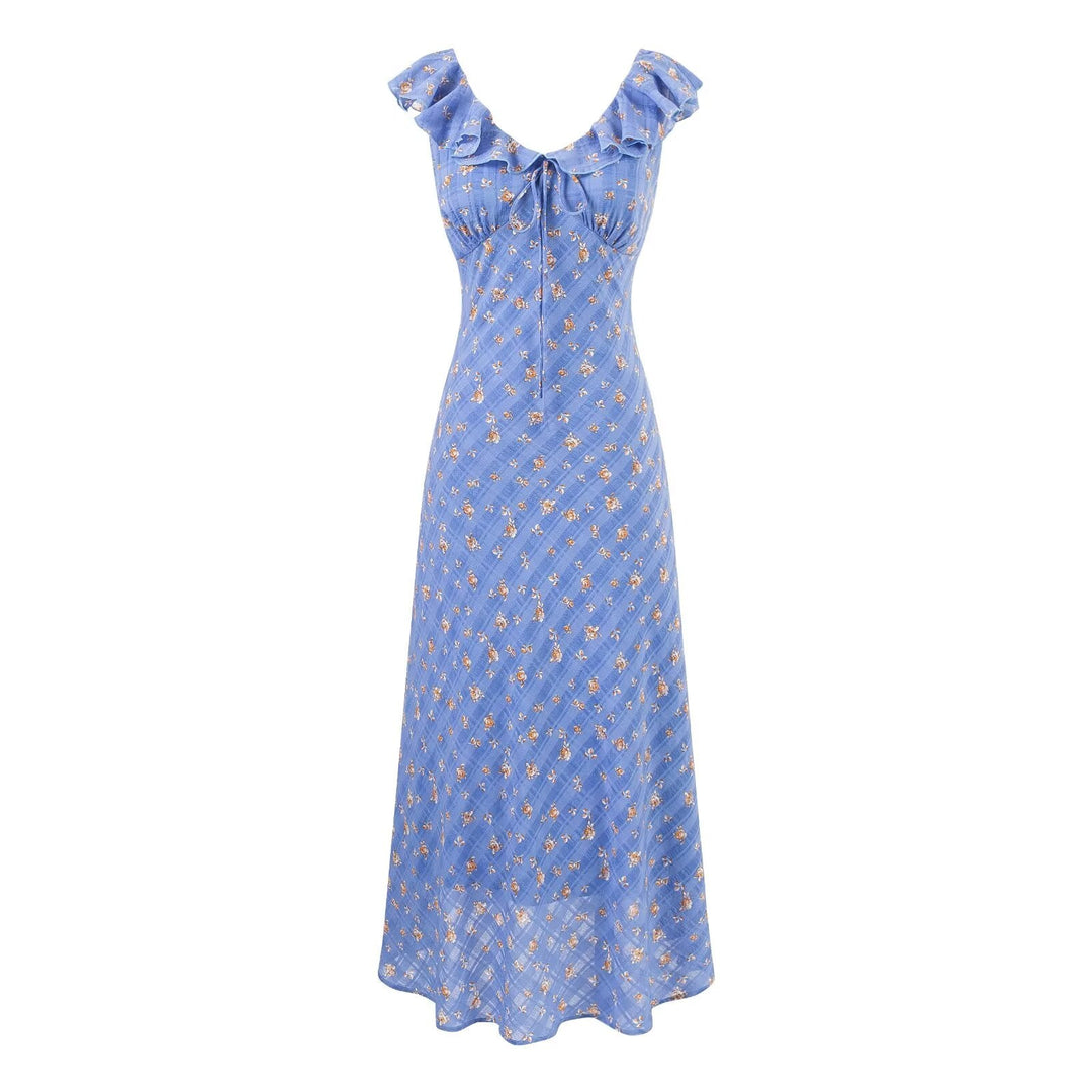 Summer Maiden Casual Printed Ruffled V neck Dress