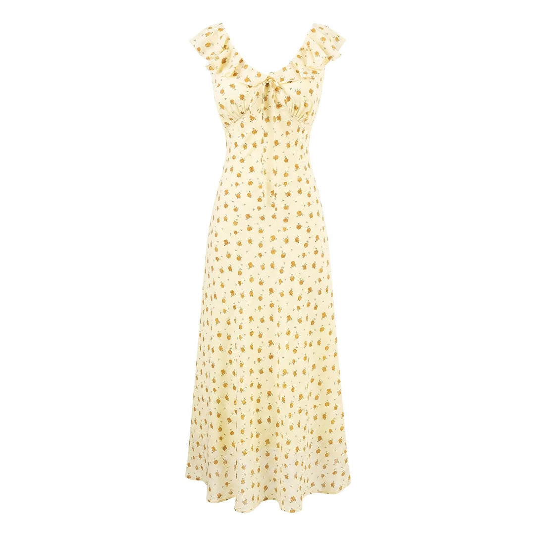 Summer Maiden Casual Printed Ruffled V neck Dress