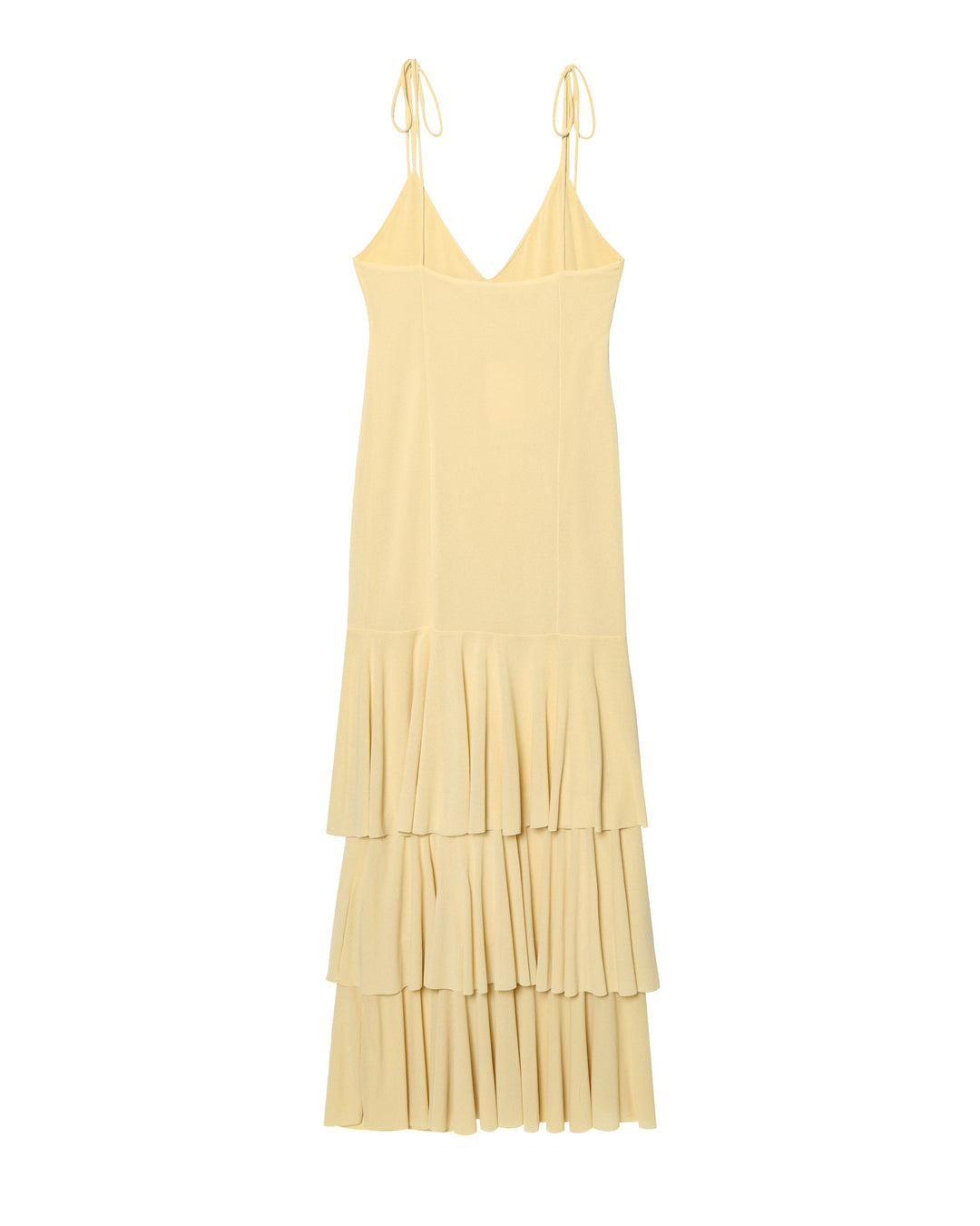 Slimming V Neckline Sexy Suspenders Backless Laminated Decoration Midi Dress