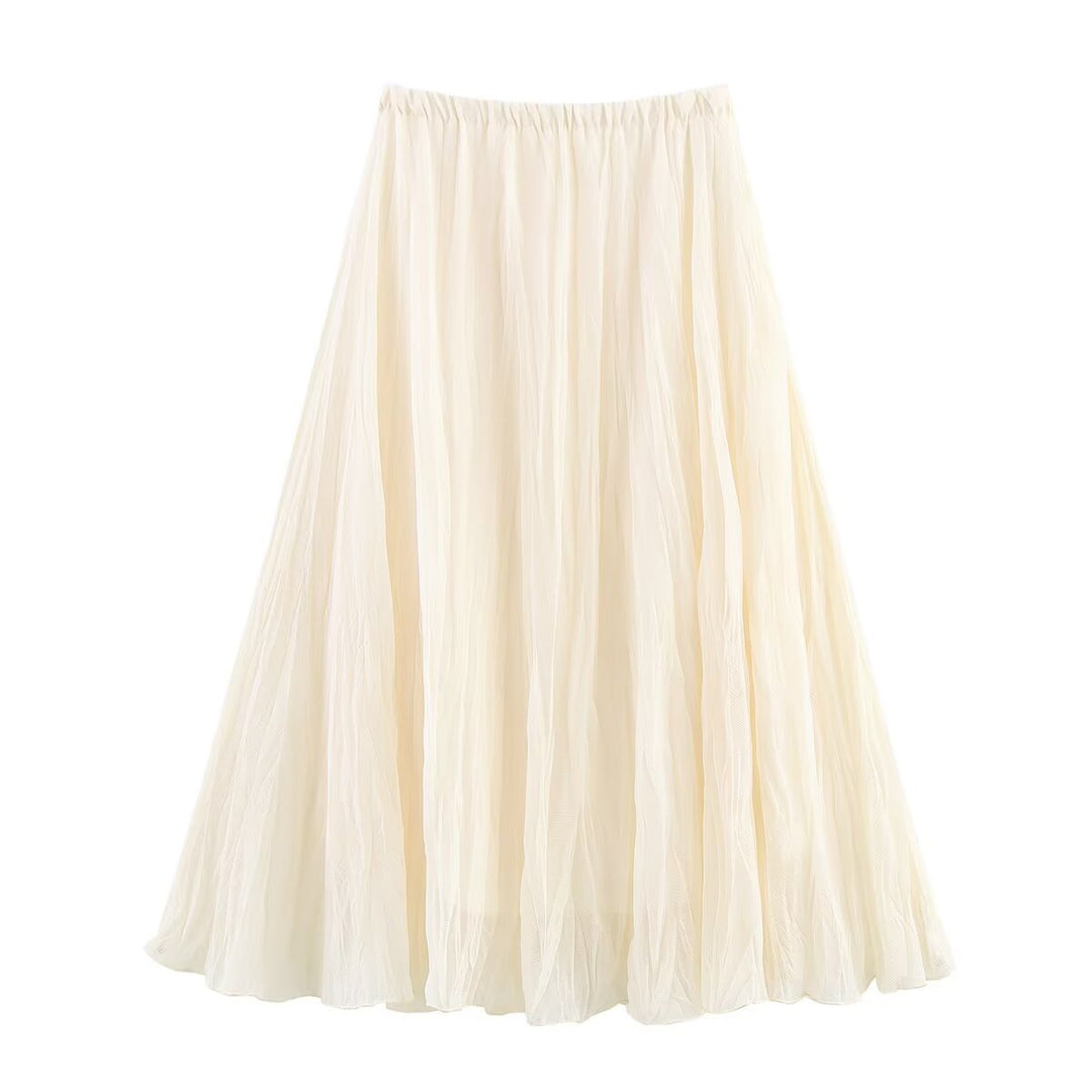Summer Women Clothing Stylish Simple Candy Color Fold Effect Skirt