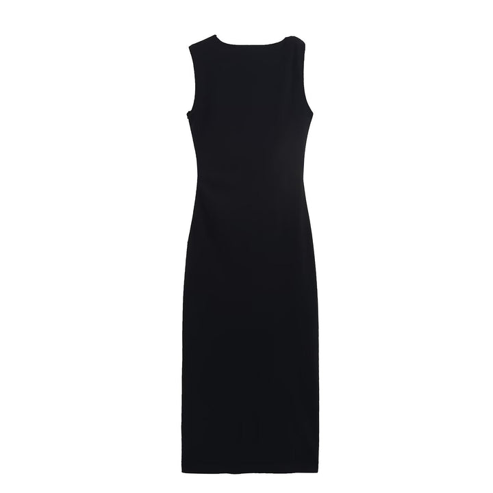Women Clothing Design Metal Inlaid Slim Asymmetric Dress