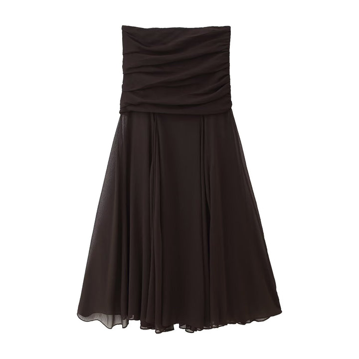 Summer Women Clothing Translucent Pleated Design Skirt