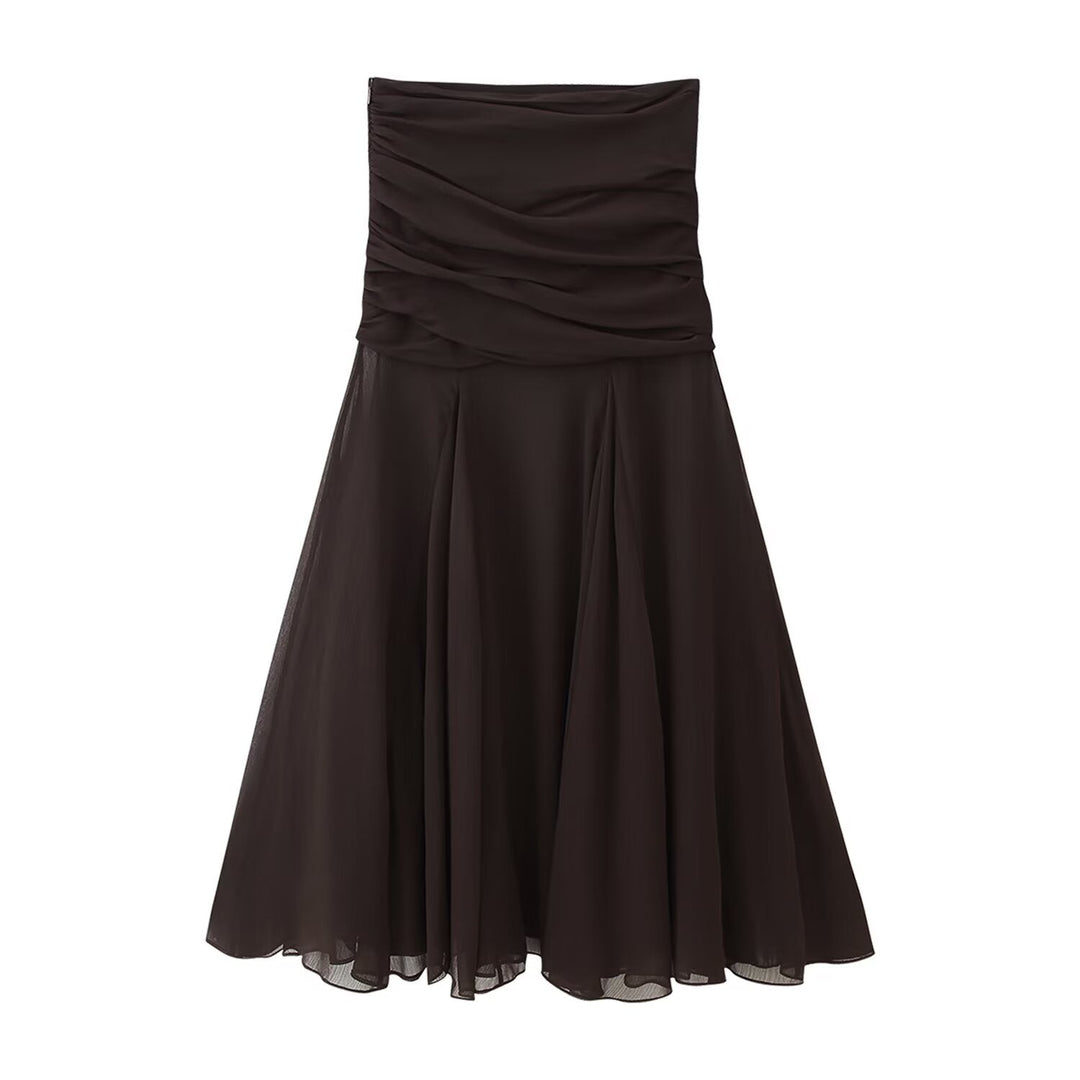 Summer Women Clothing Translucent Pleated Design Skirt