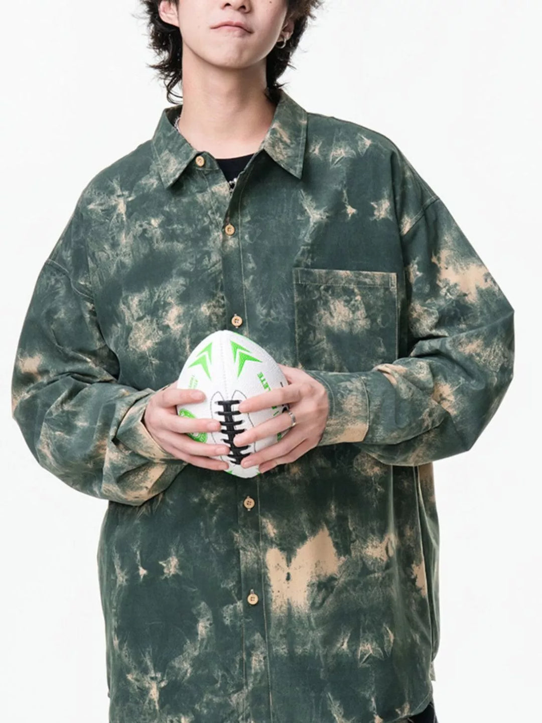 Men's Plus Size Tie-Dye Button-Up Shirt