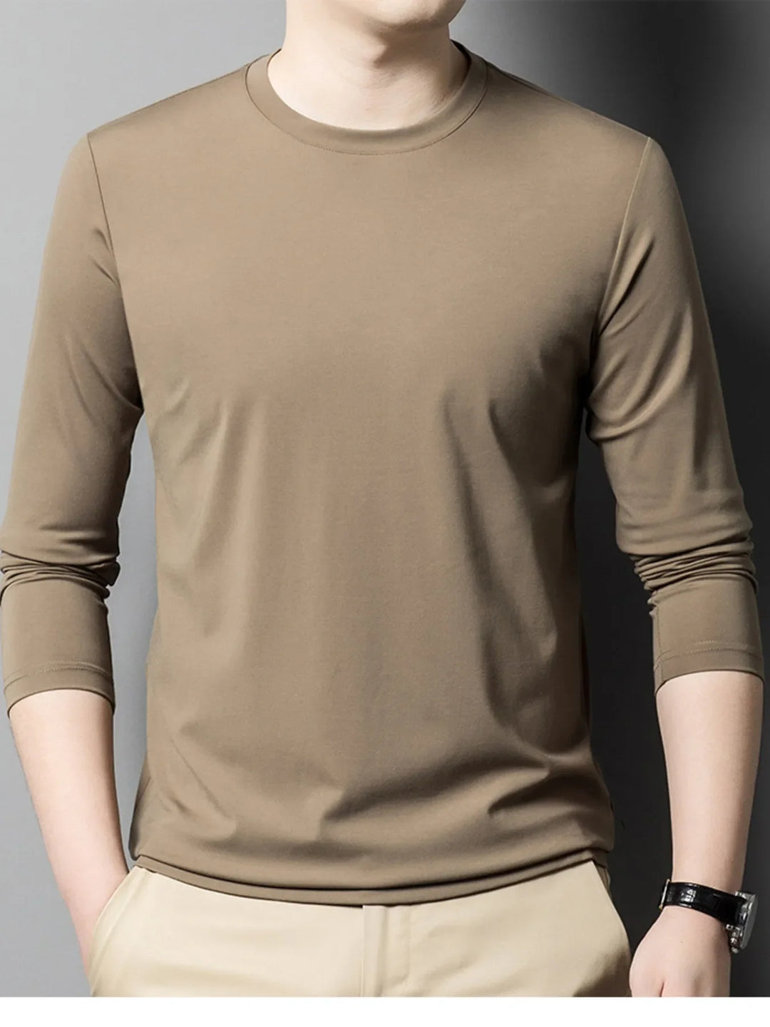 Men's Plus Size Round Neck Long Sleeve T-Shirt