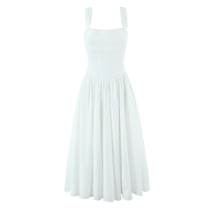 Elegant Floral Lace Lace Sling Dress Dress Summer Cinched Waist Slim Fit Midi Dress Women