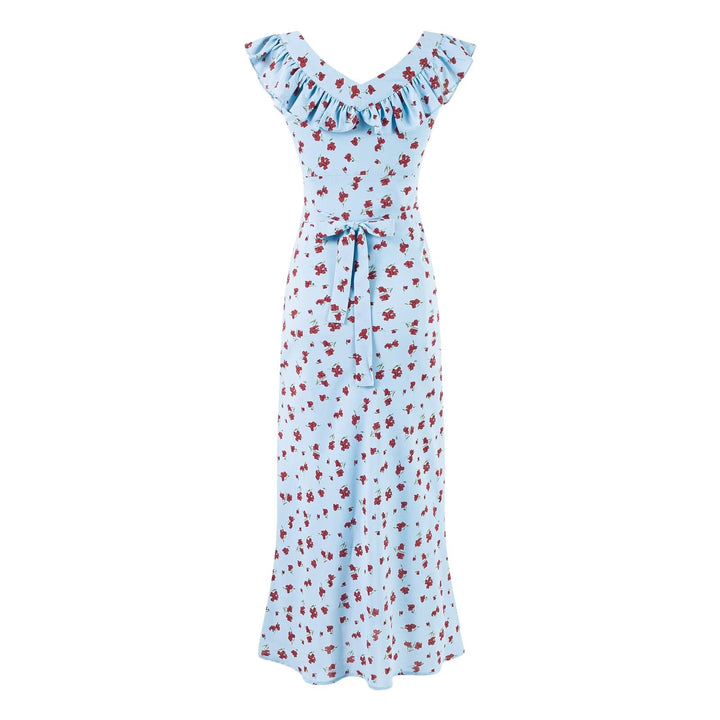 Summer Wind Ruffled V neck Floral Vacation Casual Dress Dress