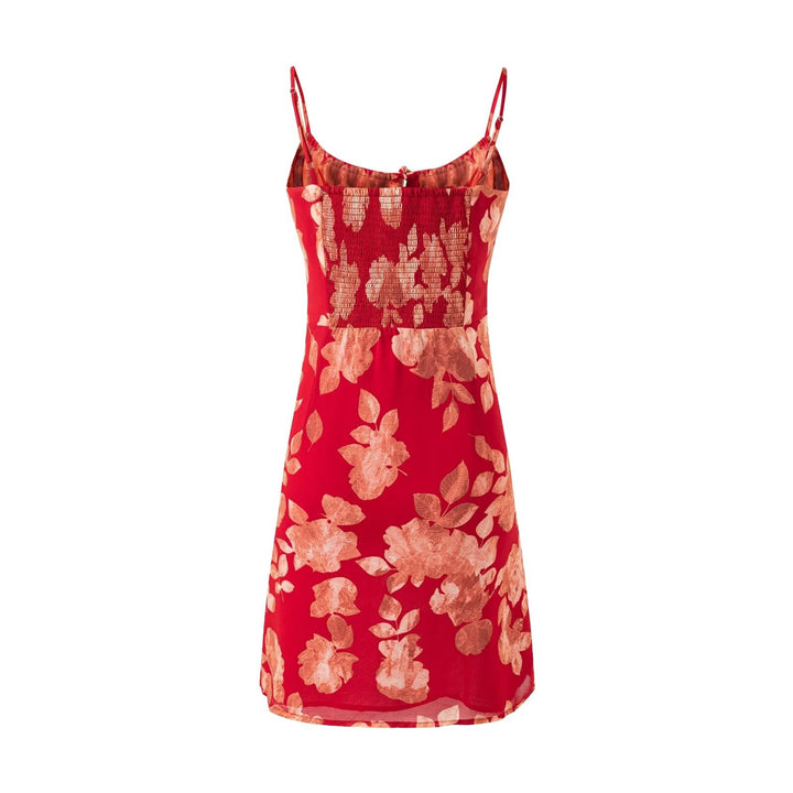 Summer Retro Vacation Casual Drawstring Strap Suspender Dress