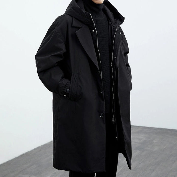 Fake Two-piece Hooded Oversized Thermal Trench Coat