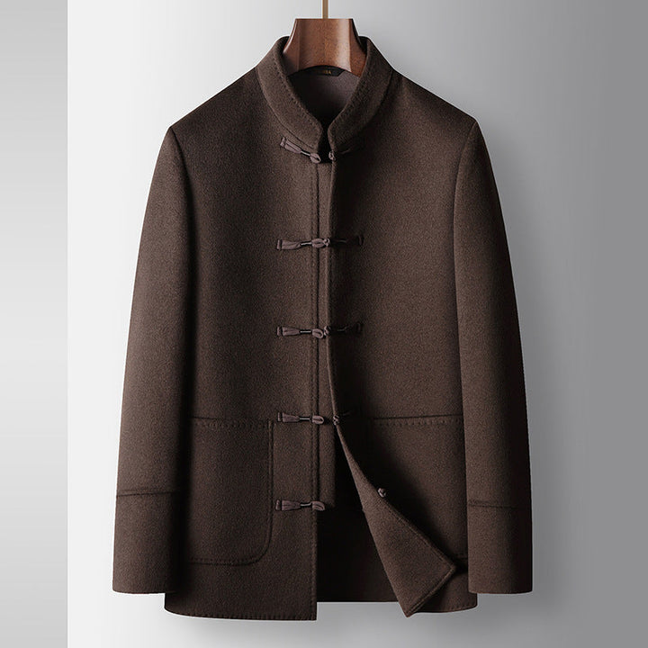 Men's Woolen Coat Chinese Stand-up Collar Wool Warm Jacket