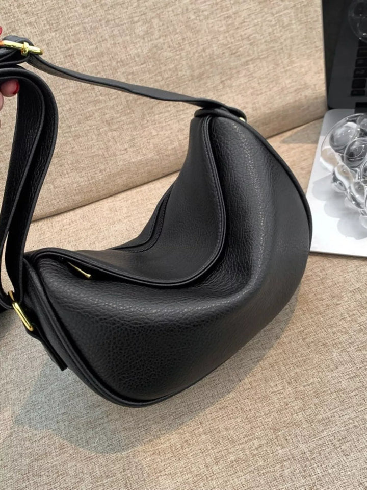 Elegant Leather Crescent Crossbody Bag