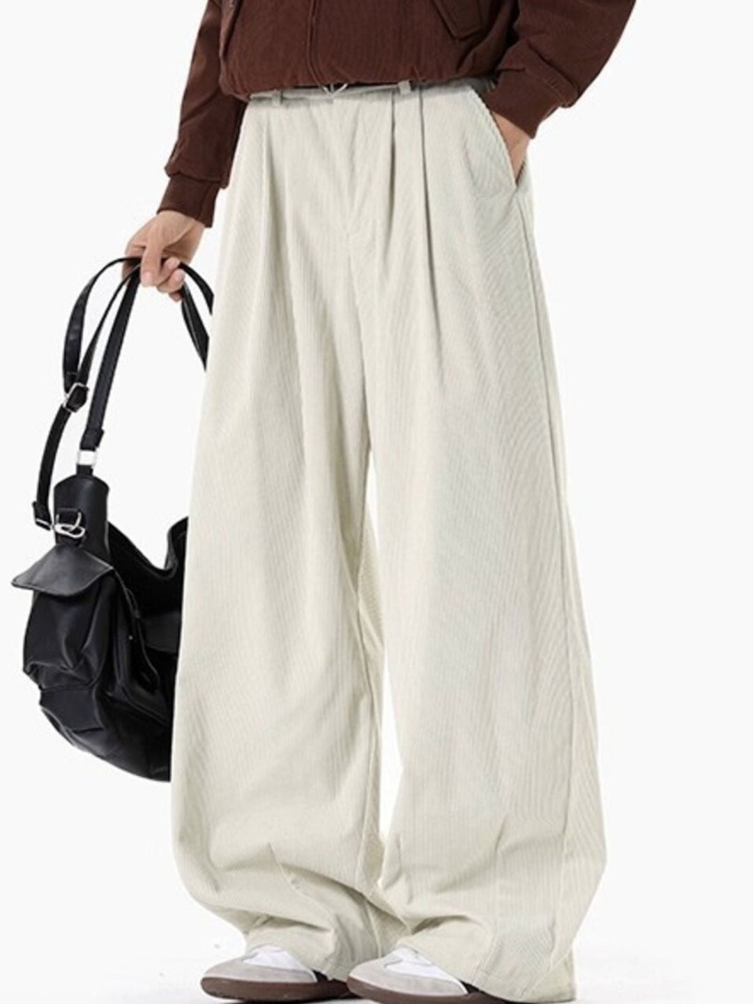 Men's Plus Size Pleated Detail Wide Leg Pants