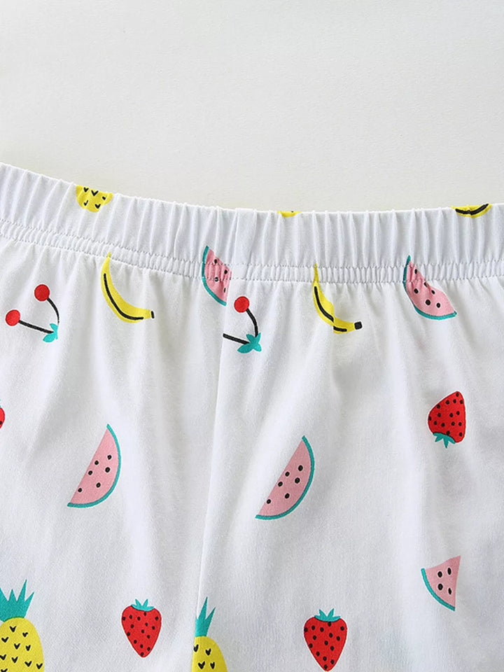 Children's Ruffled Flamingo Top and Fruit Print Shorts Set