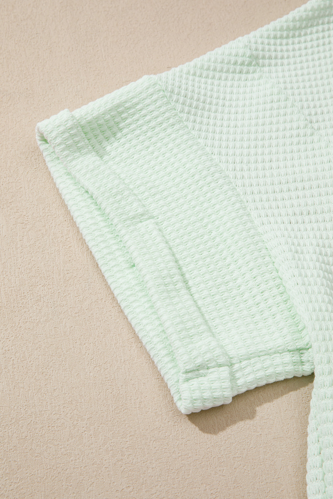 Clearly Aqua V Neck Short Sleeve Plus Size Waffle Knit Top