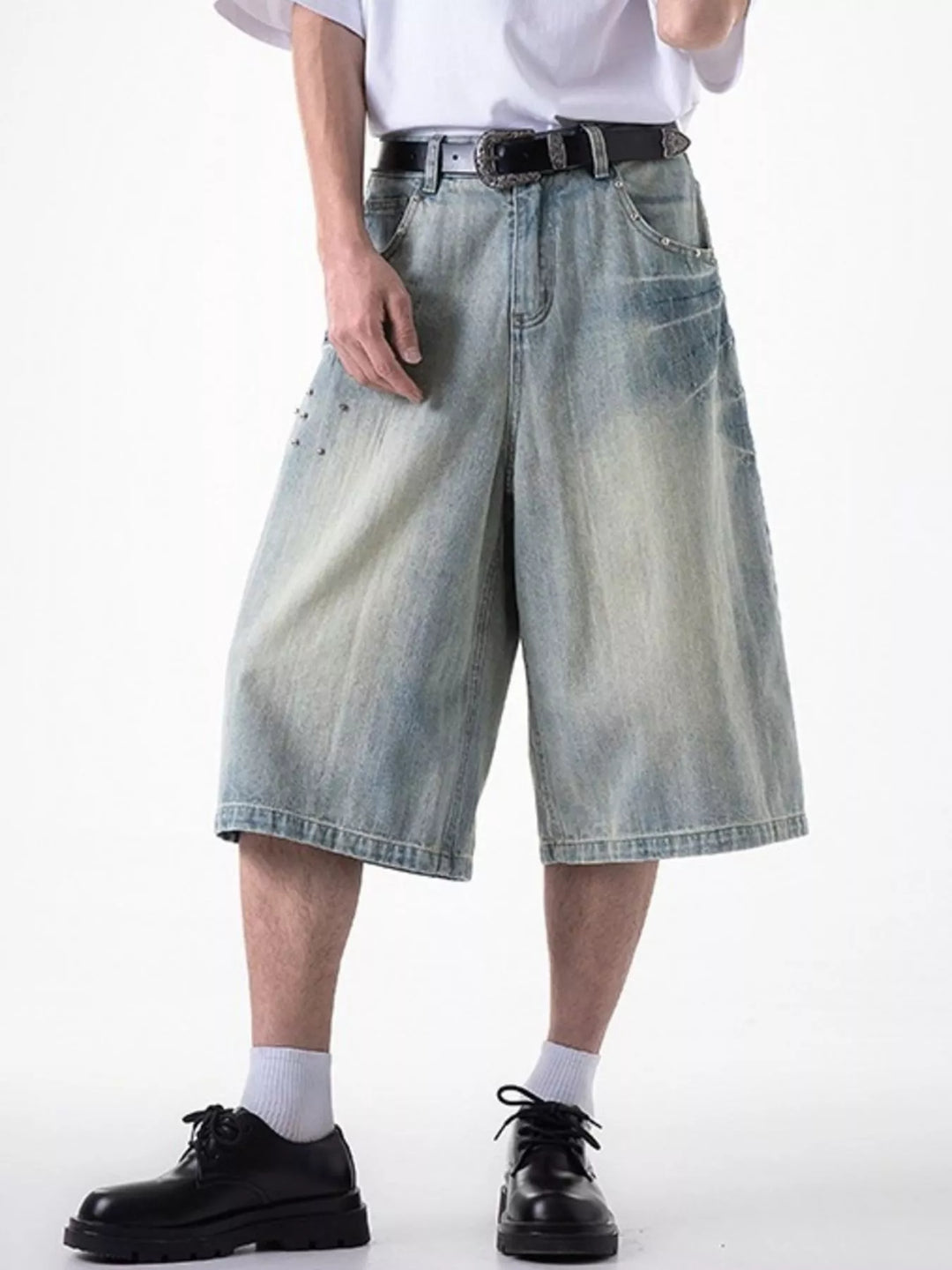 Men's Plus Size Wide Leg Denim Shorts
