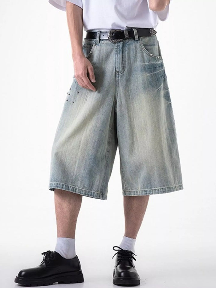Men's Plus Size Wide Leg Denim Shorts