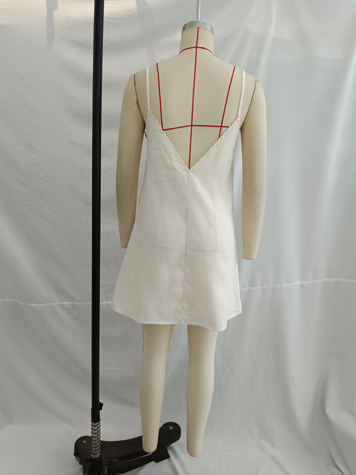 Women Clothing Women Hollow Out Cutout Embroidered Strap Dress