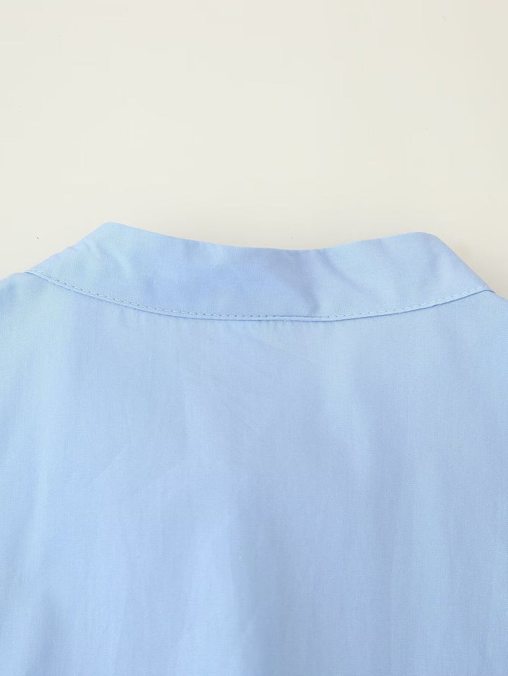 Summer Women Casual Loose round Neck Breasted Puff Sleeve Dress